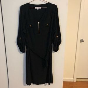 3/4 Sleeve Black Shift Dress